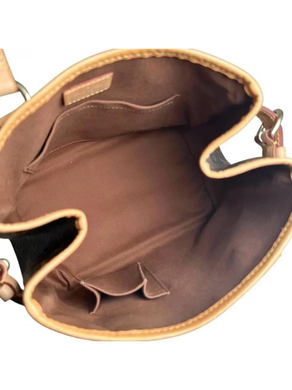Louis Vuitton Handbag Batignolles Monogram Canvas Vachetta Leather Brown Gold
